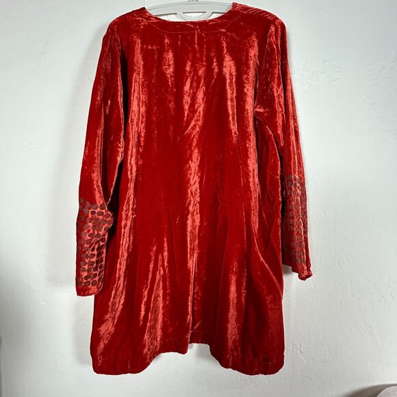 Blue Fish Womens Velvet Tunic Top & Maxi Skirt Set Size 1 Red Art to Wear - Picture 3 of 16